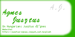 agnes jusztus business card